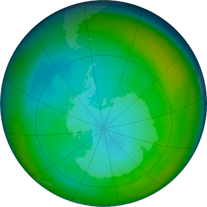 Antarctic ozone map for July 2024